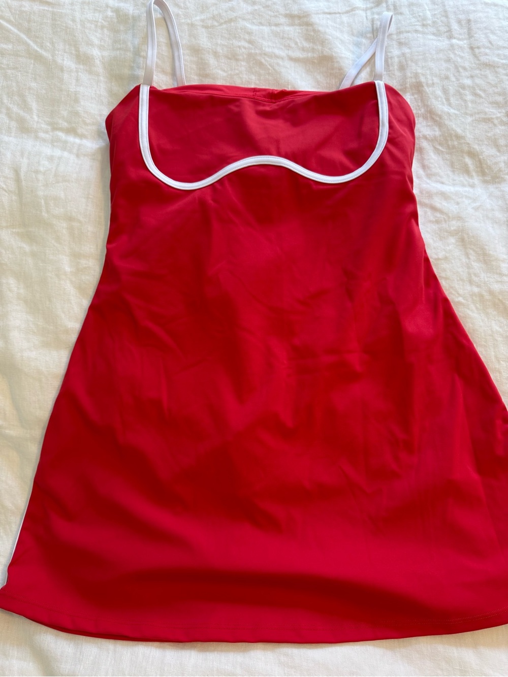 Red Athletic Dress with White Trim
